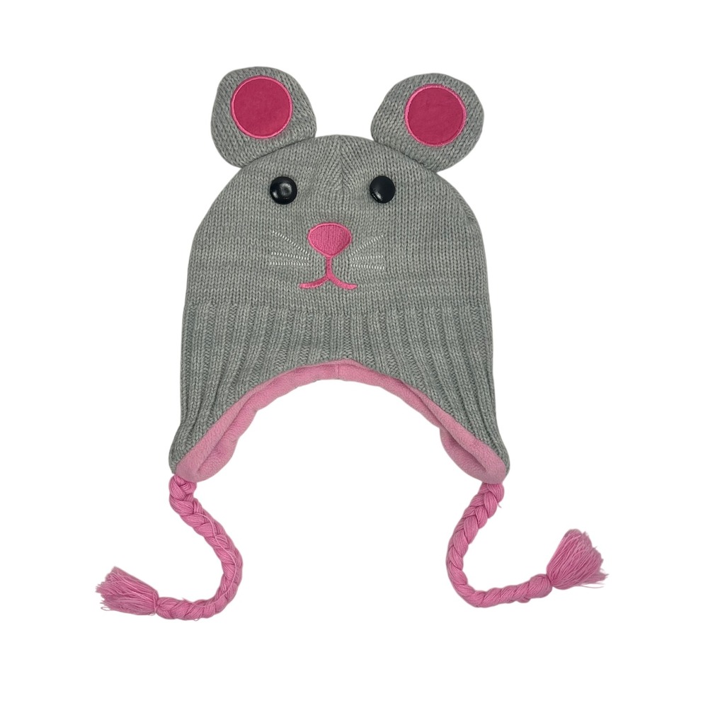 Arizona Jean Company Kids Gray Mouse Hat with Pink Ears and Braids One Size